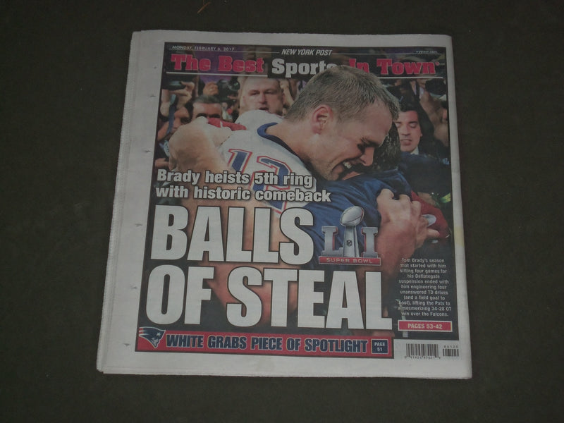 2017 FEBRUARY 6 NEW YORK POST NEWSPAPER - NEW ENGLAND PATRIOTS WIN SUPER BOWL