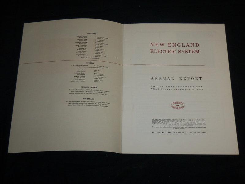 1953-1954 NEW ENGLAND ELECTRIC SYSTEM ANNUAL REPORT LOT OF 2 - J 6643