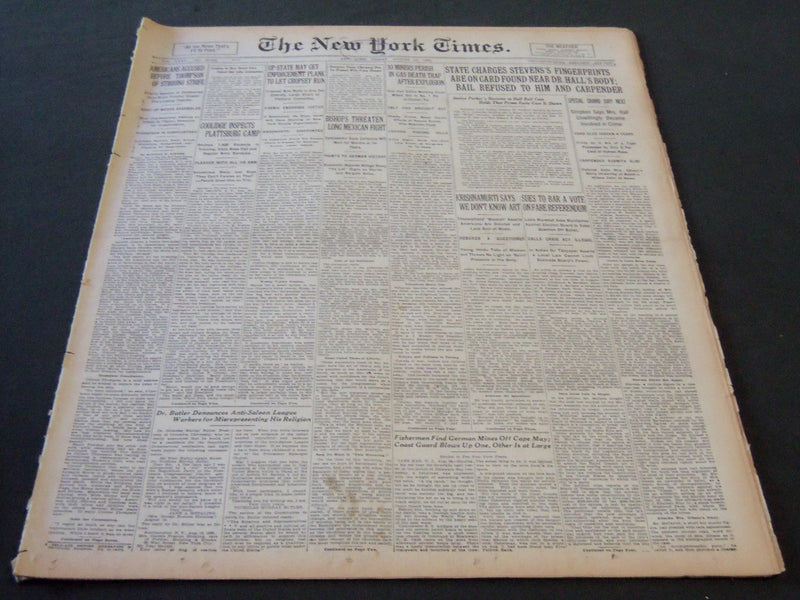 1926 AUGUST 27 NEW YORK TIMES - STEVENS AND CARPENDER DENIED BAIL - NT 5597