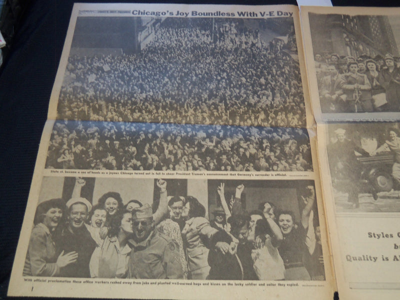 1945 MAY 8 CHICAGO AMERICAN NEWSPAPER - GERMANY'S SURRENDER PHOTOS - NP 5821