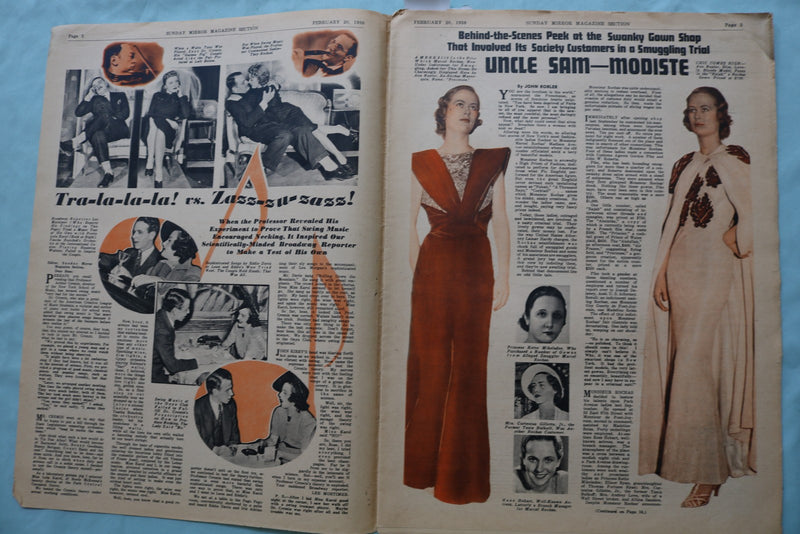 1938 FEB 20 SUNDAY MIRROR NEWSPAPER MAGAZINE SECTION -TAYLOR-O'SULLIVAN- NP 9074