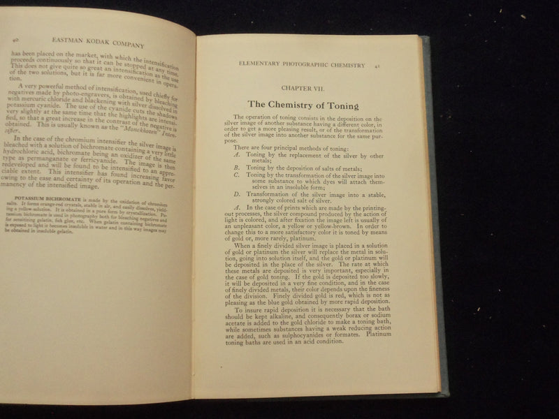 1929 ELEMENTARY PHOTOGRAPHIC CHEMISTRY HARDCOVER BOOK - KODAK COMPANY - KD 8322