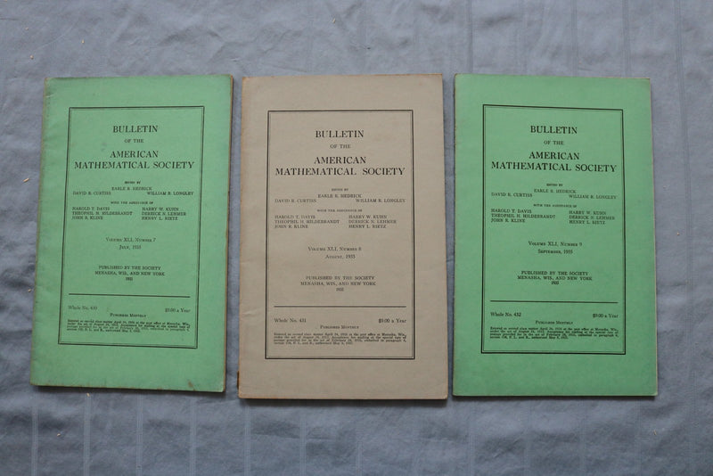 1932-1937 BULLETIN OF THE AMERICAN MATHEMATICAL SOCIETY - LOT OF 18 - O 3899