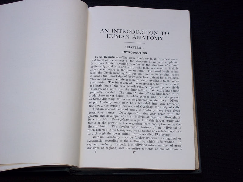 1939 AN INTRUDCTION TO HUMAN ANATOMY HARDCOVER BOOK BY CLYDE MARSHALL - KD 7611