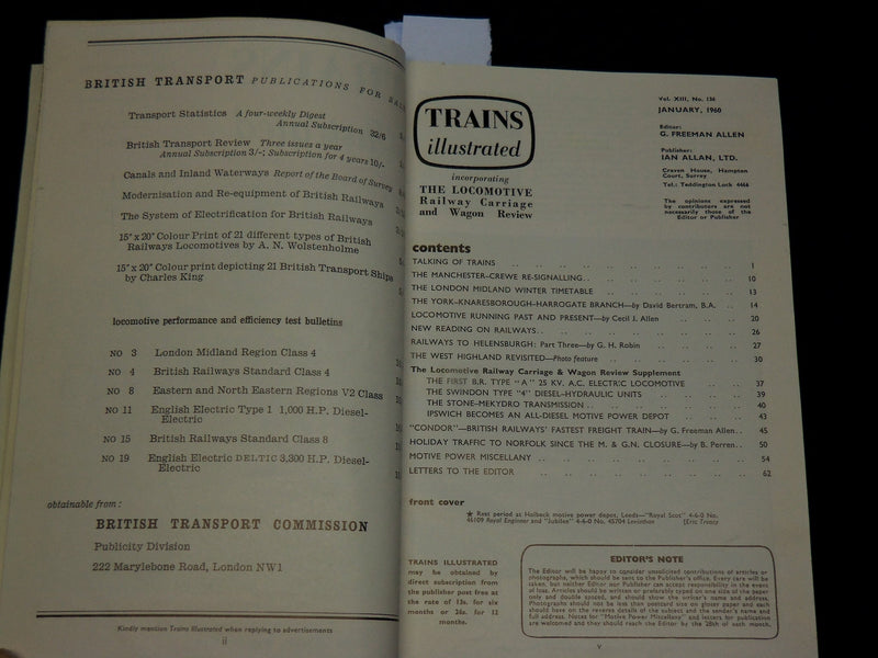 1960 TRAINS ILLUSTRATED MAGAZINE BOUND VOLUME - PUB. IN THE U. K. - KD 6336