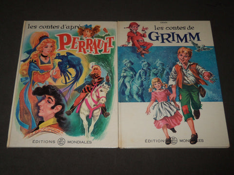 1964 LES CONTES DE GRIMM & D'APRES PERRAULT FRENCH BOOK LOT OF 2 - KD 4764