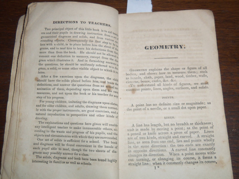 1831 EASY LESSONS IN GEOMETRY BOOK BY JOSIAH HOLBROOK - SXITH EDITION - K 2010