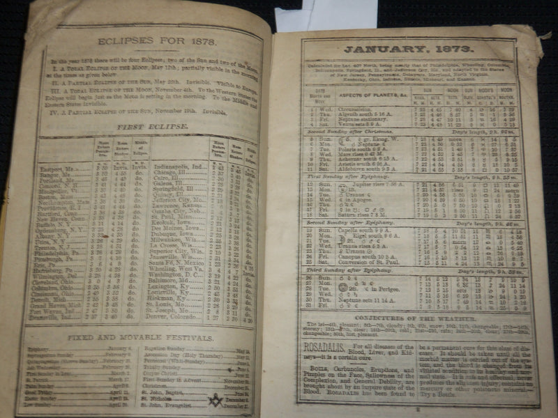 1873 ROSADALIS ALMANAC - SOFTCOVER - FLESH IN THE BLOOD - J 6868