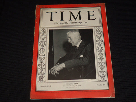 1936 DECEMBER 7 TIME MAGAZINE - CORDELL HULL - T 543