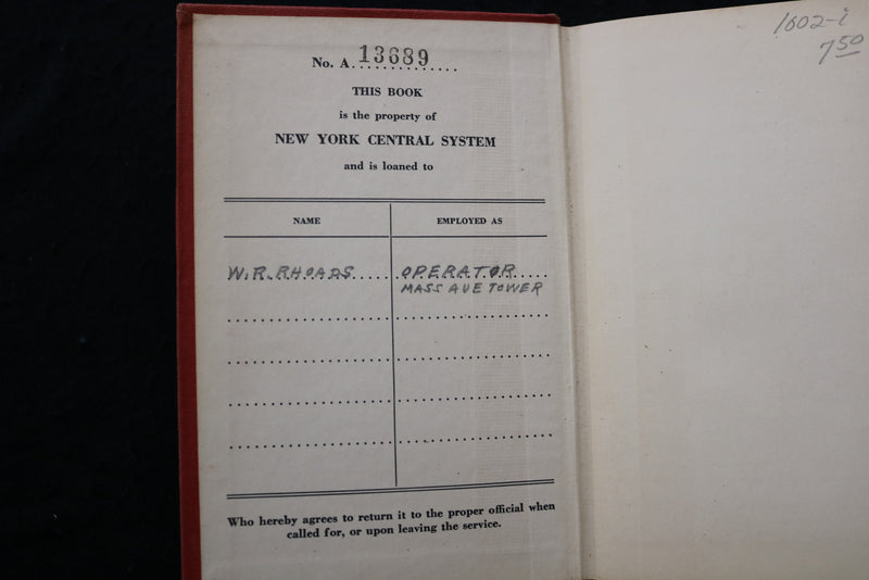 1944-1956 N.Y. CENTRAL SYSTEM RULES OF THE OPERATION DEPARTMENT-LOT OF 3- O 3679