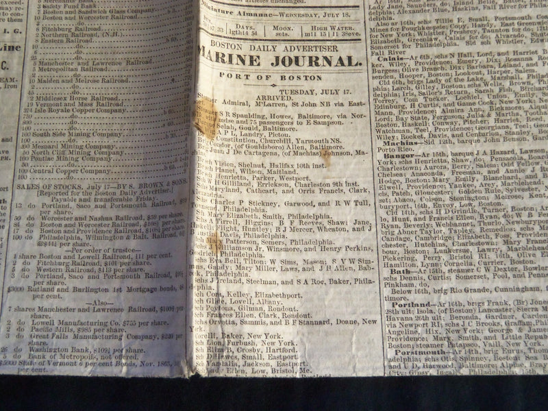 1860 JULY 18 BOSTON DAILY ADVERTISER NEWSPAPER - HARVARD COMMENCEMENT - NP 4172