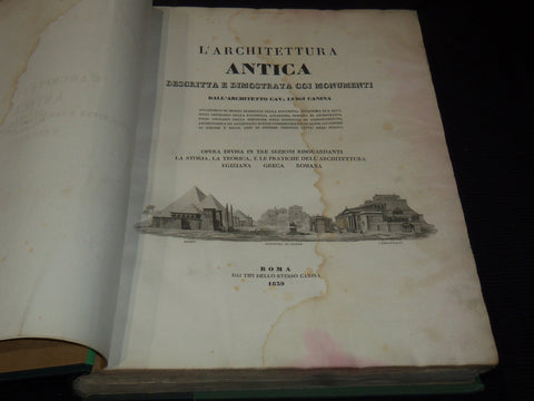 1839 L'ARCHITETTURE ANTICA VOLUME BY LUIGI CANINA - EGYPT ARCHITECTURE - Z 275