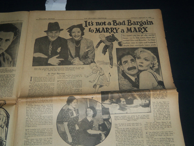 1937 JANUARY 3 SAN FRANCISCO CHRONICLE SUNDAY MAGAZINE SECTIONS -COMICS- NP 3706