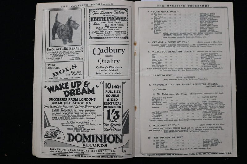1929 WAKE UP AND DREAM! MAGAZINE PROGRAM - LONDON PAVILION - K 2453