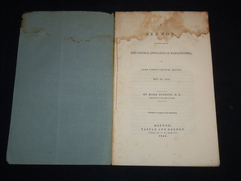 1843 PRES. HOPKINS'S SERMON - PASTORAL ASSOCIATION OF MASSACHUSETTS - J 9001