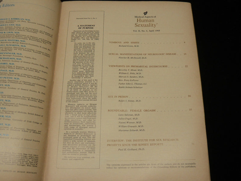 1967-1968 MEDICAL ASPECTS OF HUMAN SEXUALITY MAGAZINE LOT OF 11 - O 2389