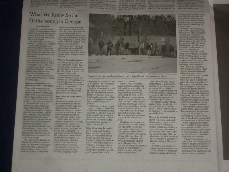 2021 JANUARY 5 NEW YORK TIMES-GEORGIA OFFICIAL DENOUNCES TRUMP ON EVE OF RUNOFFS