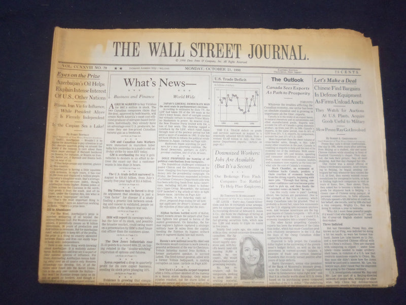 1996 OCT 21 THE WALL STREET JOURNAL - CHINESE FIND BARGAINS IN DEFENSE - WJ 138