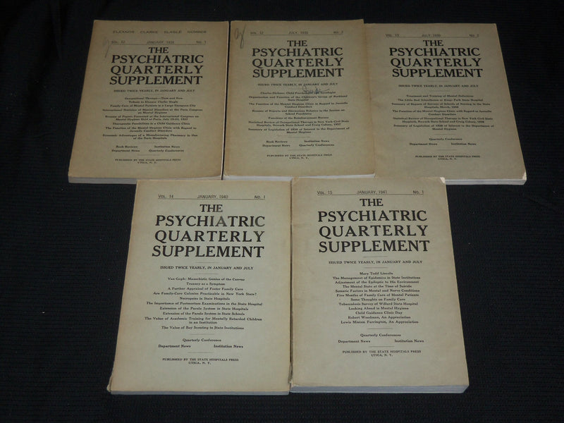 1938-1941 THE PSYCHIATRIC QUARTERLY SUPPLEMENT MAGAZINE LOT OF 5 - WR 505C