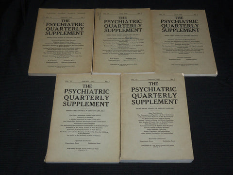 1938-1941 THE PSYCHIATRIC QUARTERLY SUPPLEMENT MAGAZINE LOT OF 5 - WR 505C