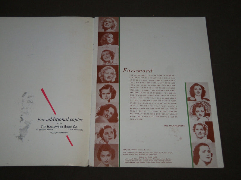 1937 THE HOLLYWOOD CABARET RESTAURANT PROGRAM - GREAT PHOTOS - J 3443