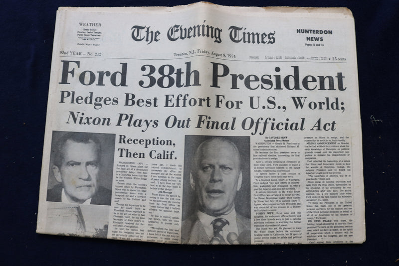 1974 AUGUST 6-11 HUNTERDON COUNTY NEWSPAPER - RICHARD NIXON - LOT OF 4- NP 8859
