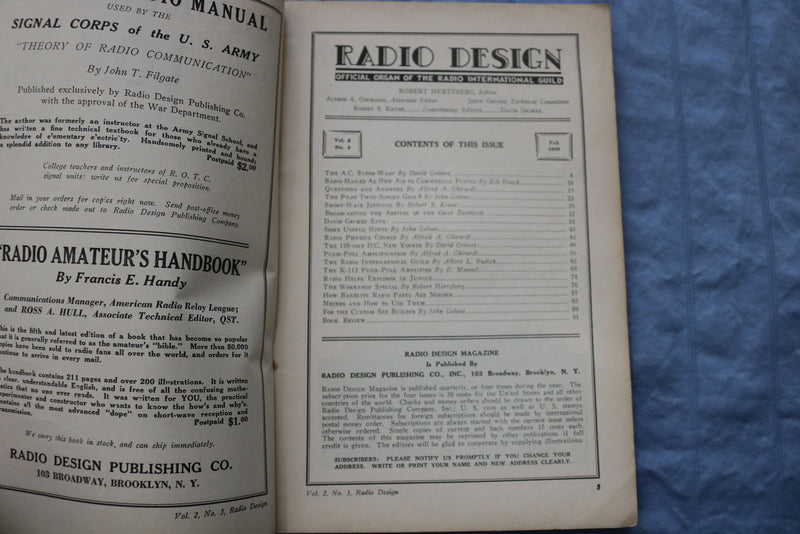 1929 FALL RADIO DESIGN SOFTCOVER HANDBOOK - S.C. SUPER-WASP -DAVID GRIMES- K 316