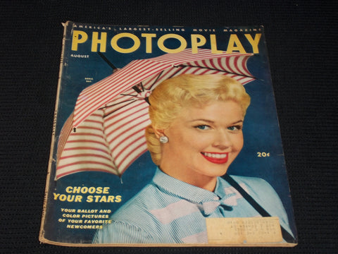 1953 AUGUST PHOTOPLAY MAGAZINE - DORIS DAY FRONT COVER - E 1906
