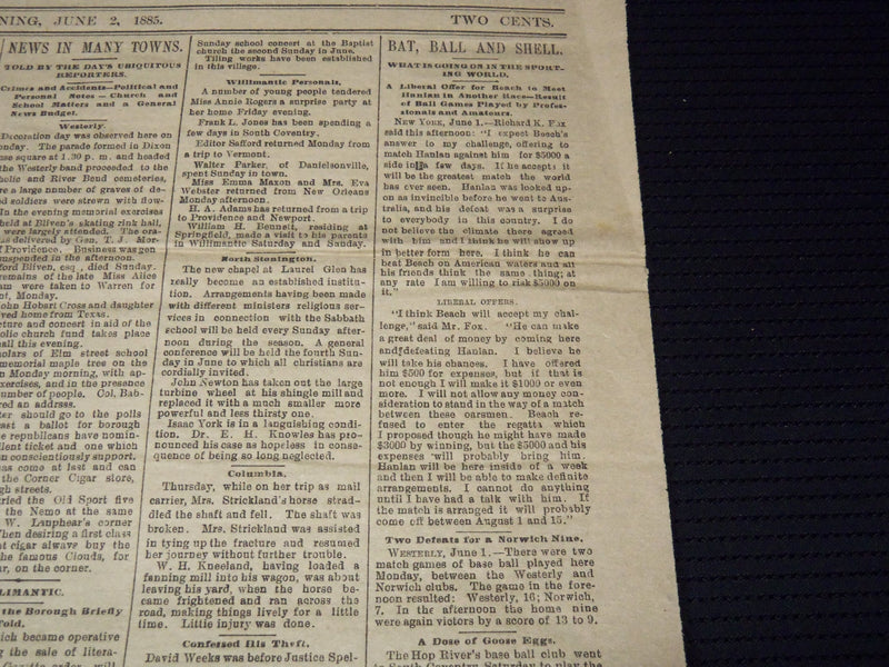 1885 JUNE 2 THE DAY NEWSPAPER - VICTOR HUGO FUNERAL - BASEBALL - NP 2152D