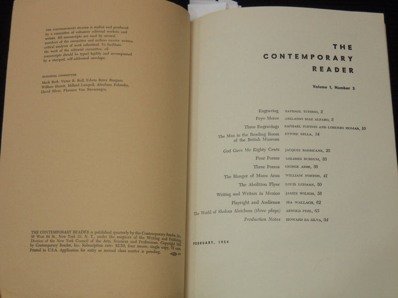 1954 FEBRUARY THE CONTEMPORARY READER MAGAZINE - VOLUME 1 NO. 3 - K 2687