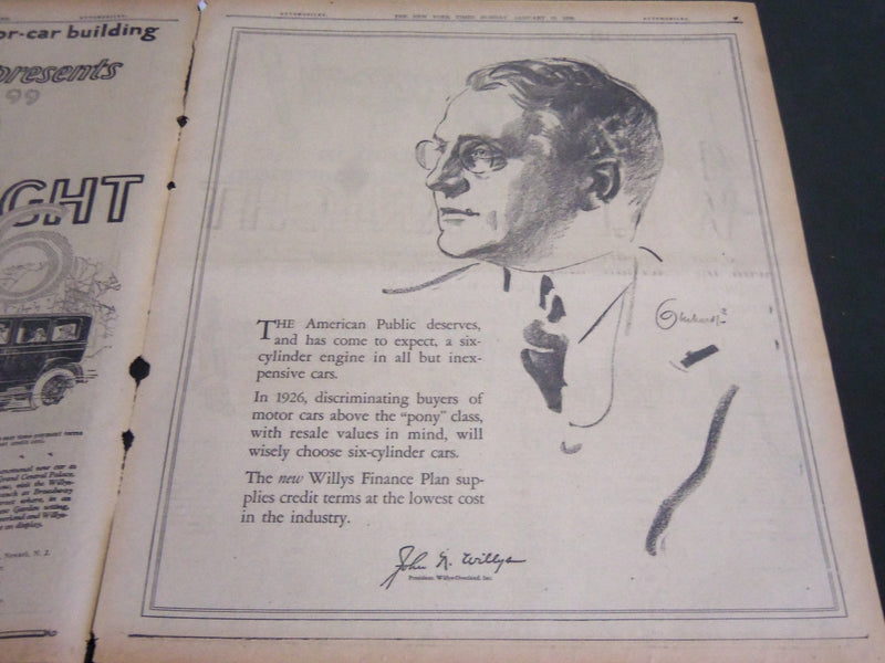 1926 JAN 10 NY TIMES AUTO SECTION - NATINAL MOTOR SHOW SETS RECORD - NT 7090