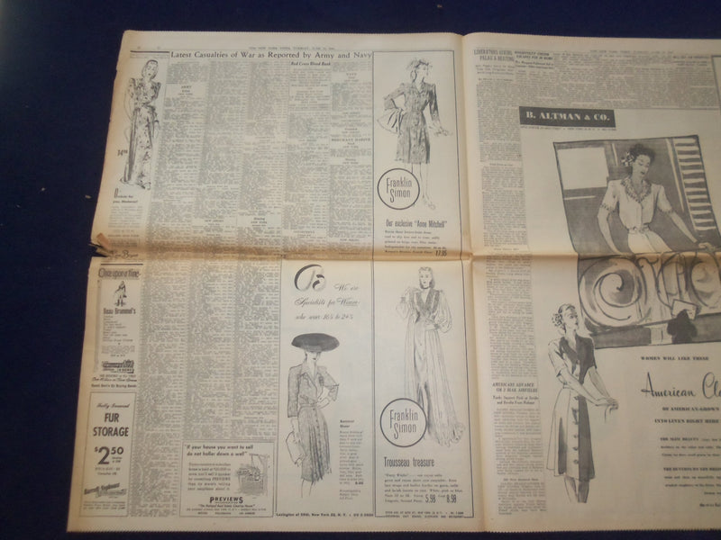 1944 JUNE 13 NEW YORK TIMES -AMERICANS WIN CARENTAN, A KEY TO CHERBOURG- NP 6566