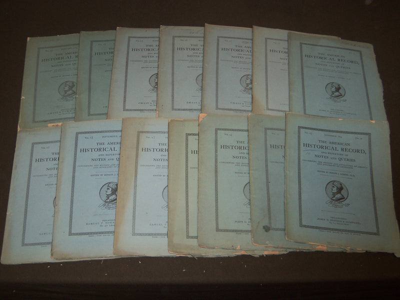 1873-1874 THE AMERICAN HISTORICAL RECORD LOT OF 14 - NOTES & QUERIES - WR 393