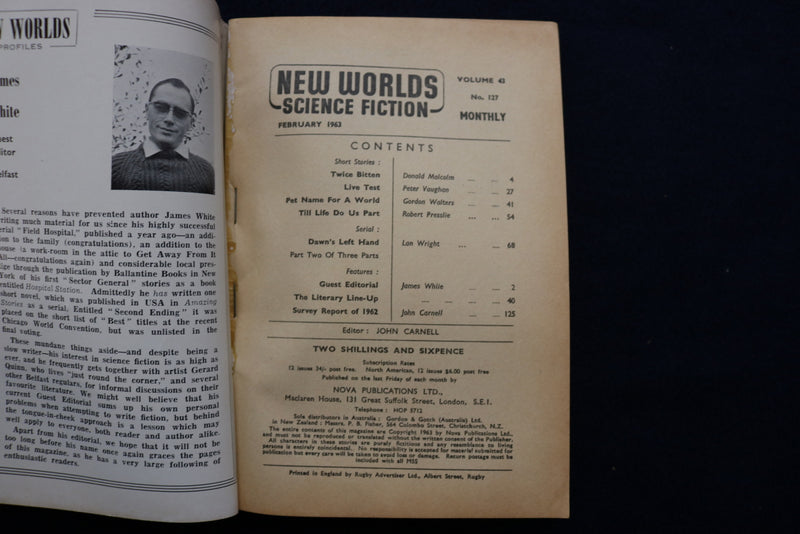1963 FEBRUARY NEW WORLDS SOFTCOVER DIGEST MAGAZINE -VOLUME 43, NUMBER 127- K 452