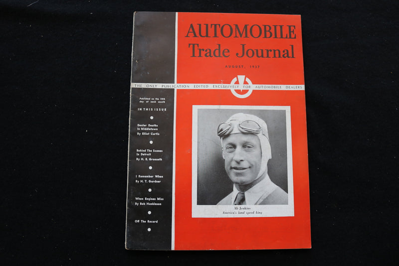1937 AUGUST AUTOMOBILE TRADE JOURNAL MAGAZINE - AB JENKINS COVER - SP 4926X