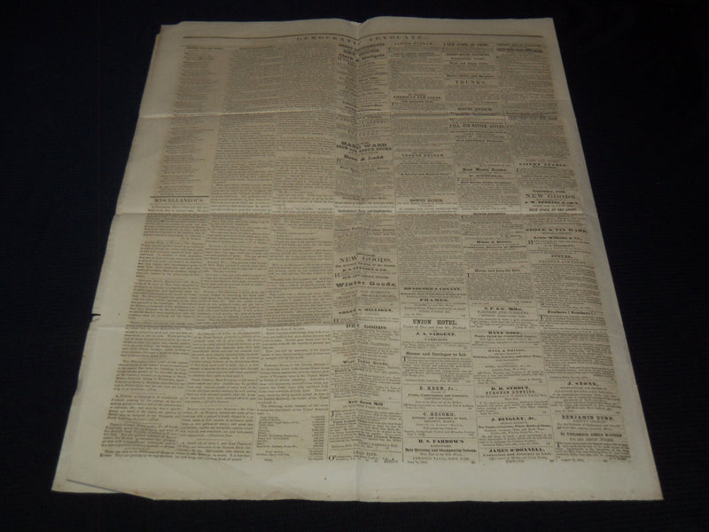 1852 DECEMBER 23 DEMOCRATIC ADVOCATE NEWSPAPER - PRES. PIERCE - MAINE - NP 2152K