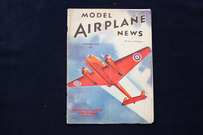 1939 JAN MODEL AIRPLANE NEWS MAGAZINE - HANDLEY-PAGE HEREFORD COVER - E 11635