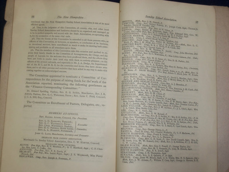 1876 LACONIA, NEW HAMPSHIRE SUNDAY SCHOOL CONVENTION REPORT - J 4605