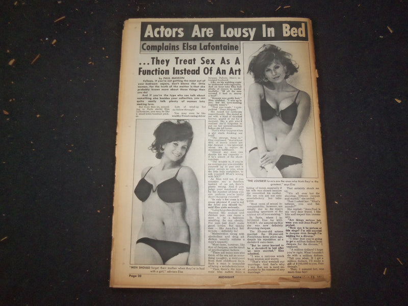 1966 SEPTEMBER 12 MIDNIGHT NEWSPAPER - CEREALS DEADLY POISON - NP 7368