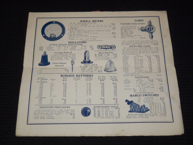 1920'S CHI-RAD HAM FOOD CATALOG - CHICAGO RADIO APPARATUS - J 7581