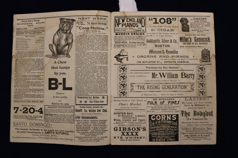 1894-1898 GRAND OPERA HOUSE PROGRAMMES - BOSTON - LOT OF 3 - K 1650