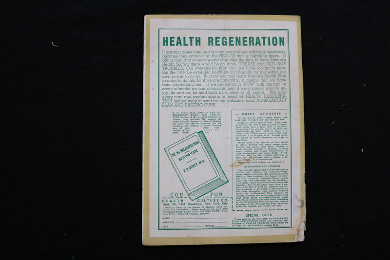 1938 MARCH HEALTH CULTURE MAGAZINE - TREATMENT OF ENLARGED HEART COVER - K 370