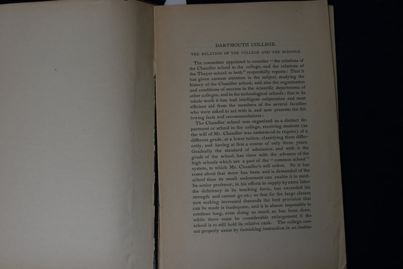 1893 DARTMOUTH COLLEGE - RELATION OF COLLEGE AND SCHOOLS - SOFTCOVER - K 1402