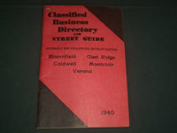 1940 BLOOMFIELD CALDWELL GLENRIDGE MONTCLAIR VERONA DIRECTORY BOOK - J 3959