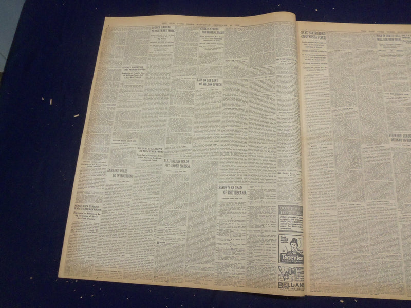 1918 FEBRUARY 16 NEW YORK TIMES - GERMAN RAIDERS SINK EIGHT BOATS - NT 8246