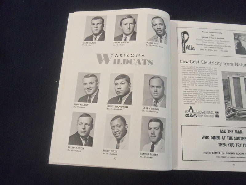 1967 SEPTEMBER 30 FOOTBALL PROGRAM -OHIO STATE UNIV VS UNIV OF ARIZONA- SP 9337A
