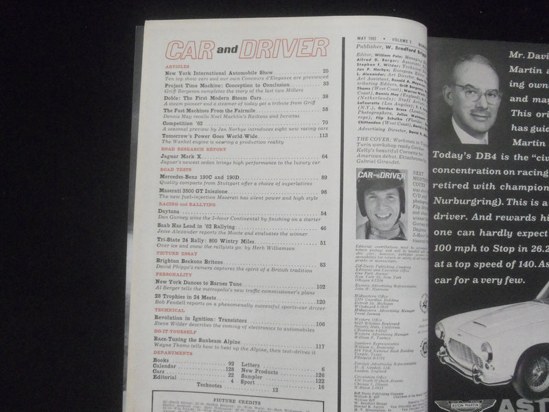 1962 MAY CAR AND DRIVER MAGAZINE - KELLY-CORVETTE - J 7822