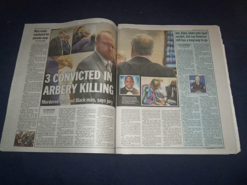 2021 NOVEMBER 25 NEW YORK DAILY NEWS NEWSPAPER - AHMAUD ARBERY, 3 FOUND GUILTY