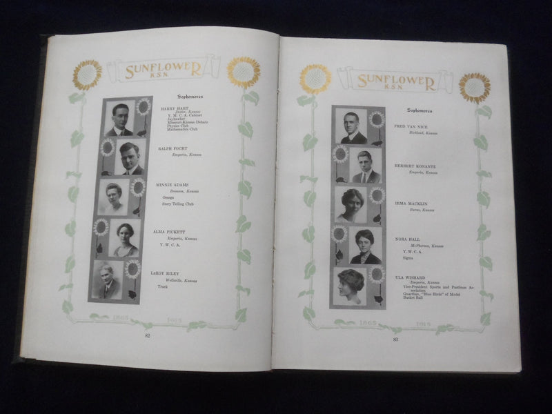 1915 THE SUNFLOWER KANSAS STATE NORMAL SCHOOL YEARBOOK - EMPORIA, KS - YB 3117