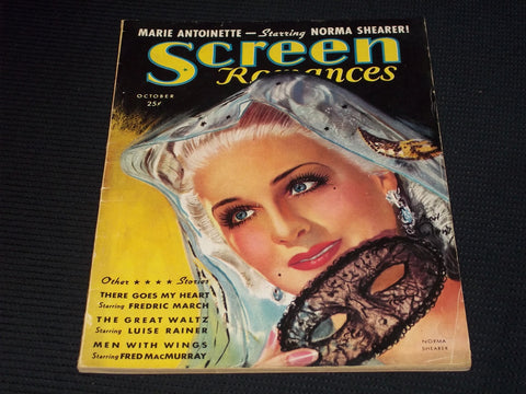 1938 OCTOBER SCREEN ROMANCES MAGAZINE - NORMA SHEARER COVER - E 16581
